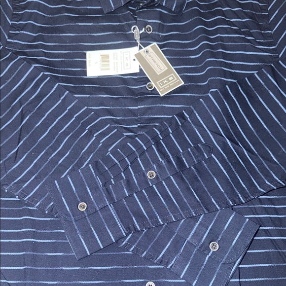 Ike Behar Men's Dark Blue Striped Button Down Shirt - Picture 3 of 3